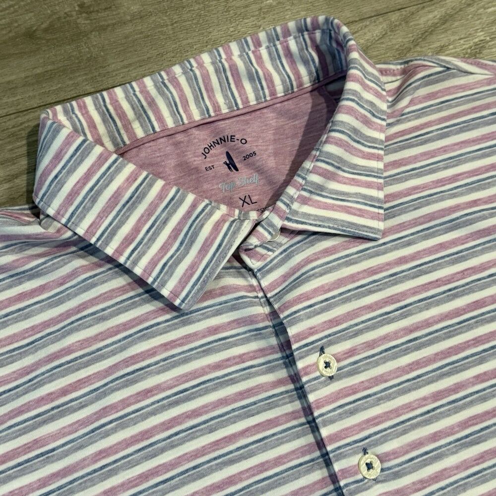 Johnnie-O Mens XL Torrey Polo Shirt Blue White Striped Dallas Cowboys Golf Club